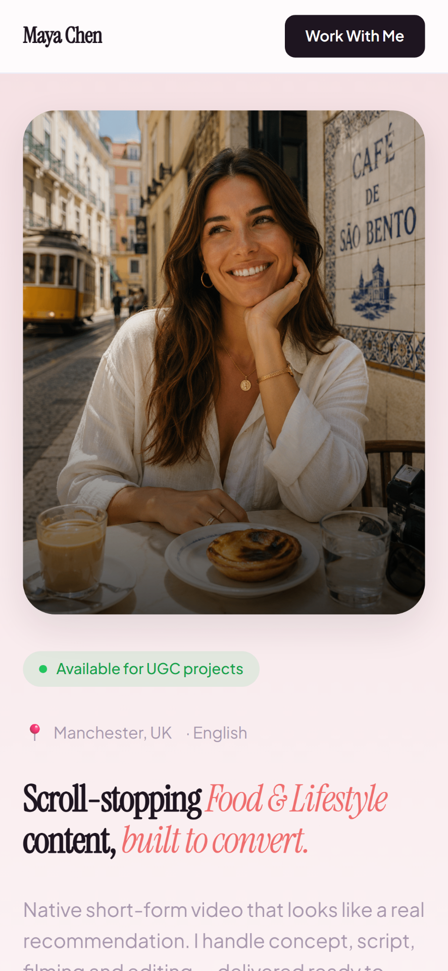 UGC creator profile preview